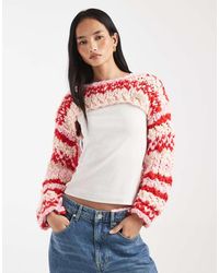 Kiwi & Co - Pixie Contains Wool Hand Knitted Chunky Knit Fringe Sleeve Detail Shrug Jumper - Lyst