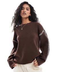 Y.A.S - Contrast Stitch Detail Jumper - Lyst