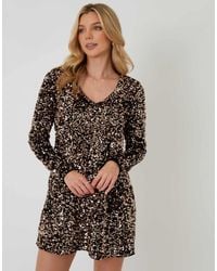 Threadbare - Sequin Velour V Neck Mini Dress - Lyst