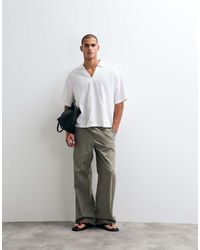 ASOS - baggy Fit Linen Blend Trousers - Lyst