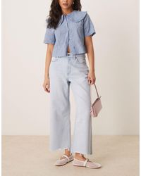 Abercrombie & Fitch - Curve Love High Rise Crop Wide Leg Jeans - Lyst