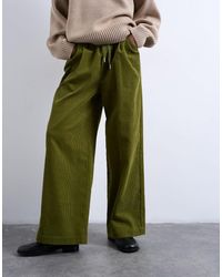 TOPSHOP - Corduroy Wide Leg Pants With Drawstring - Lyst