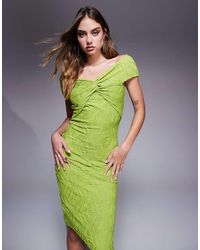 Goddiva - Front Knot Twist Midi Dress - Lyst