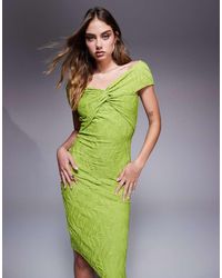 Goddiva - Front Knot Twist Midi Dress - Lyst