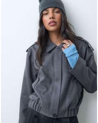 ASOS - Top Collar Faux Suede Bomber Jacket - Lyst