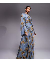 ASOS - Asos Design Tall Crinkle Chiffon Gathered Maxi Dress With Micro Ruffles - Lyst