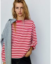 Pull&Bear - Oversize Striped Slogan T-Shirt - Lyst