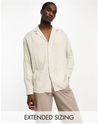 ASOS - Camisa color crema extragrande con solapas marcadas y pliegues en la parte delantera estilo años 90 - Lyst