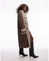 TOPSHOP - Cappotto Oversize Lungo E Crema - Lyst
