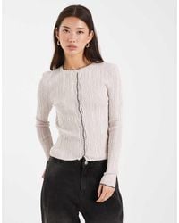 Miss Selfridge - Rib Knit Blanket Stitch Cardigan - Lyst
