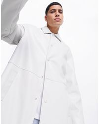 ASOS Faux Leather Longline Trench Coat - White