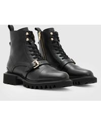 AllSaints - Tori - bottes à lacets en cuir - Lyst