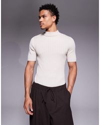 ASOS - Muscle Fit Knitted Rib Turtle Neck T-shirt - Lyst