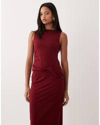 asos design bubble sleeve twist detail midi prom dress Asos Design Bubble Sleeve Twist Detail Midi Pencil Dress In Raspberry-pink