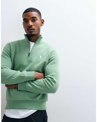 Polo Ralph Lauren - Icon Logo Double Knit Jersey Quarter Zip Sweatshirt - Lyst