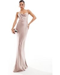 Pretty Lavish - Bridesmaid Keisha Satin Cowl Neck Maxi Dress - Lyst