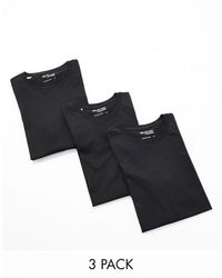 SELECTED - Confezione da 3 t-shirt nera, bianca e blu - Lyst