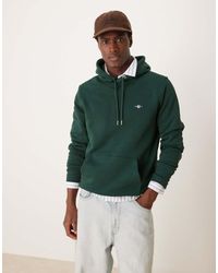 GANT - Sudadera Verde Oscuro Con Capucha Y Logo De Escudo De - Lyst