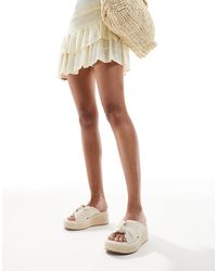 Asos Design Wide Fit - Thoughtful Knot Detail Flatform Mules - Lyst