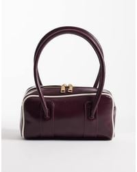ASOS - Borsa Da Spalla Squadrata Color Bordeaux Con Profili A Contrasto - Lyst