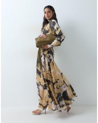 ASOS - High Neck Maxi Dress With Asymmetric Waist - Lyst