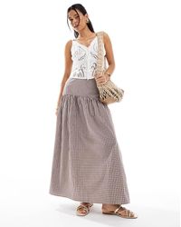 ASOS - Gonna Lunga Con Vita Scesa A Quadretti - Lyst