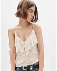 Pull&Bear - Asymmetrische Top Met Bandjes En Ruches - Lyst