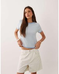 Mango - Cotton Rich Short Sleeve Knitted Top - Lyst