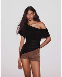 Bershka - Asymmetric Top With Cape - Lyst