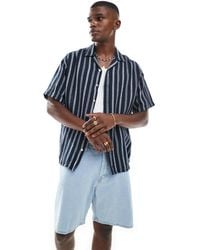 Jack & Jones - Revere Collar Textured Stripe Short Sleeve Shirt - Lyst