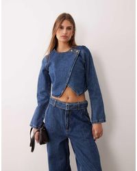 ASOS - Camisa Vaquera Azul Medio Oscuro De (Parte De Un Conjunto)-Azul Marino - Lyst
