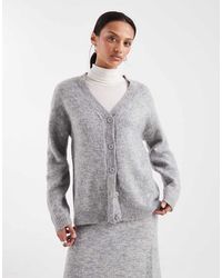 Pieces - Fluffy Knitted V-neck Slouchy Cardigan Co-ord - Lyst
