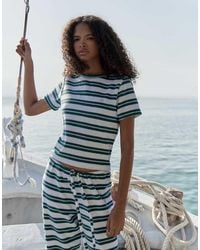 4th & Reckless - Gestreepte Baby T-Shirt Van Badstof Met Geborduurd Logo - Lyst