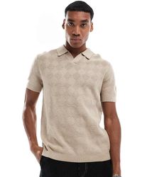 River Island - Polo Color Pietra Con Lavorazione A Rombi - Lyst