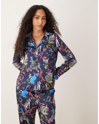 Hope & Ivy - Satin Pajama Top And Pants Set - Lyst