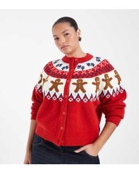 ASOS - Asos Design Curve Christmas Gingerbread Cardigan - Lyst