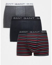 GANT - Pack De 3 Calzoncillos De Color Rojo, Y A Rayas Con Cinturilla Del Logo De - Lyst