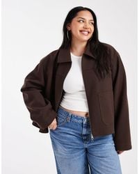 ASOS - Asos Design Curve Top Collar Zip Through Jacket - Lyst
