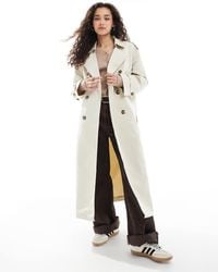 Vero Moda - Gabardina Larga Con Cinturón De -Neutro - Lyst