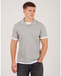 Brave Soul - Cotton Mock Crew Neck Polo Shirt - Lyst
