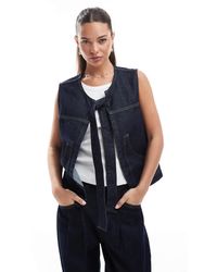 ASOS - Denim Tie Front Gilet - Lyst