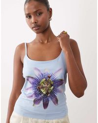 ASOS - Polyamide Strap Cami With Hotfix Flower Graphic - Lyst