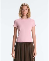 Oysho - Fitted Rib Cotton Blend T-Shirt - Lyst