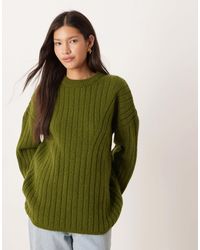 ASOS - Pull côtelé long à col ras - Lyst