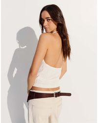 Bershka - Gedrapeerde Haltertop - Lyst