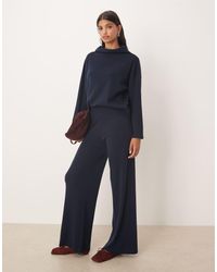 Mango - Knitted Soft Touch Wide Leg Co-Ord Trousers - Lyst