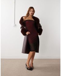 Noisy May - Robe bandeau mi-longue avec superposition en tulle - et rouge - Lyst