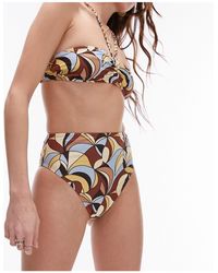 TOPSHOP - – mix and match – bikinihose mit 70er-jahre-wirbelprint, hohem bund und hohem beinausschnitt - Lyst