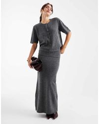 Pieces - Foldover Waist Knitted Midi Skirt Co-Ord - Lyst