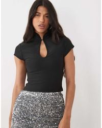 ASOS - Bandage High Neck Collar Cut Out Top With Hook And Bar Detail - Lyst